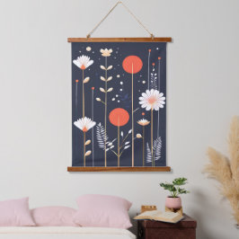 Helle, florale abstrakte Kunst Wandteppich Mit Holzrahmen