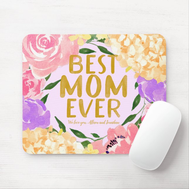 Helle, florale Beste Mama je Mütter Tag Mousepad (Mit Mouse)