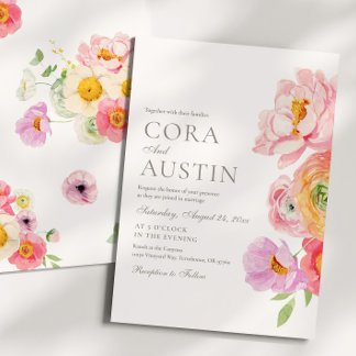 Helle florale Foto-Hochzeitseinladung Einladung