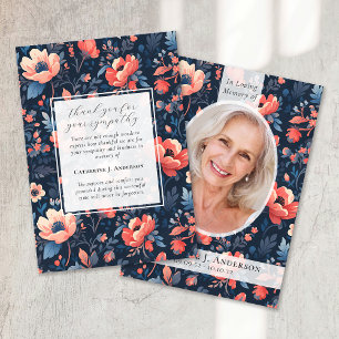 Helle florale Foto-Sympathie-Begräbnis-Gedenkstätt Dankeskarte