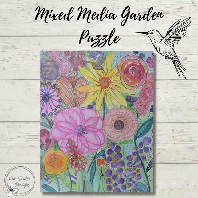 Helle, florale Mixed Media Originale Kunst Puzzle (Von Creator hochgeladen)