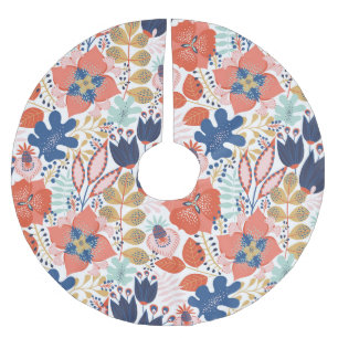Helle florale Vintage: Skandinavischer Stil. Polyester Weihnachtsbaumdecke