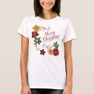 Helle florale Weihnachtswirt T-Shirt