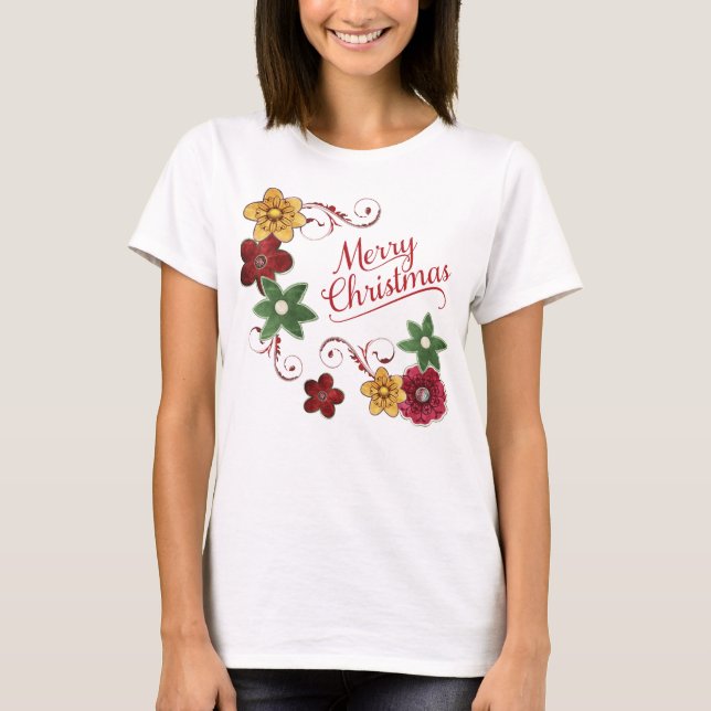 Helle florale Weihnachtswirt T-Shirt (Vorderseite)