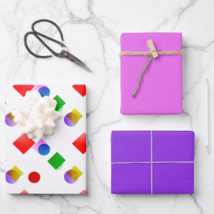 Helle Form und Farbe mit rosa und violetten Gesche Geschenkpapier Set