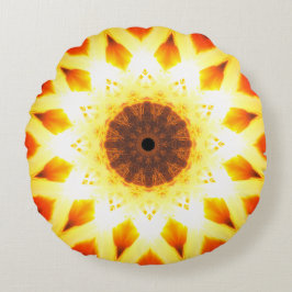 Helle Fraktal-Sterne des Gold| Rundes Kissen