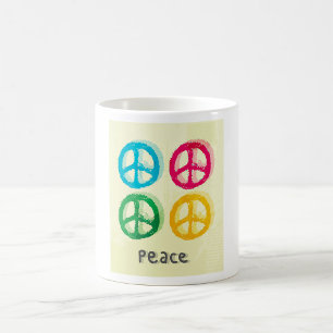 Helle Friedenssymbole, inspiriert von den 1960ern Kaffeetasse