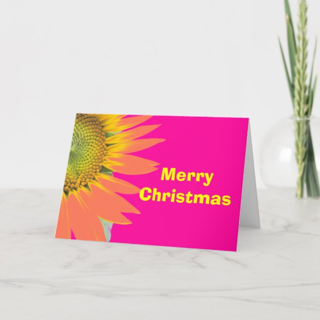 Helle frohe Weihnachten Rosa und Gelbe Blume (Vorderseite)