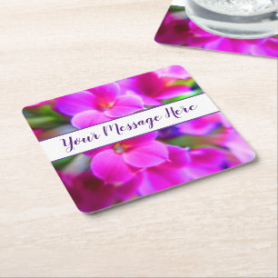 Helle fröhliche Blumen Rosa Magenta Lila Custom Rechteckiger Pappuntersetzer