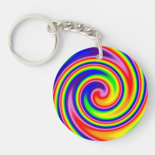 Helle fröhliche Regenbogenfarben Weicher Fokus Spi Schlüsselanhänger