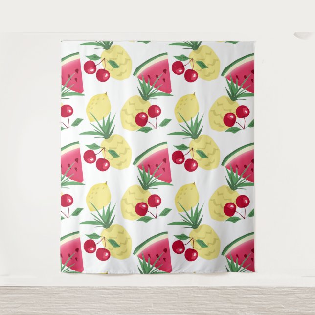 Helle Früchte und Beeren auf weiß. Wandteppich (Vorderseite)