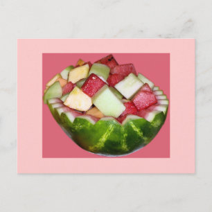 Helle Fruchtsalat Wassermelone in Rosa Postkarte