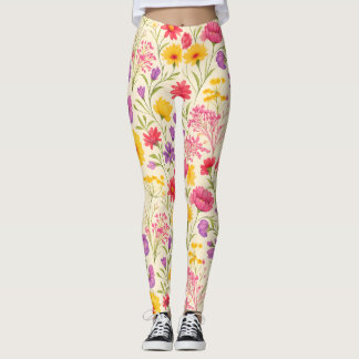 Helle Frühlings-Botanik-Design Leggings