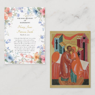 Helle Frühlingsblumen Orthodoxe Hochzeitsgebetskar Platzkarte