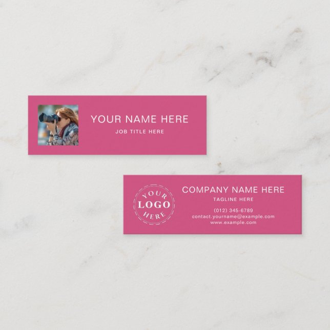 Helle Fuchsia Mini Calling Card mit weißem Script Telefonnummerkarte (Vorne/Hinten)