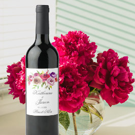 Helle Fuchsia Pink Floral Romantischer Garten Hoch Weinetikett