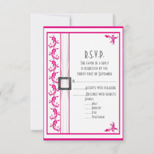 Helle Fuchsia Rosa Spitze Hochzeit R.S.V.P RSVP Karte