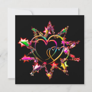 Helle, funkelnde Herz-Designer-Quadrat-Note-Karte Feiertagskarte