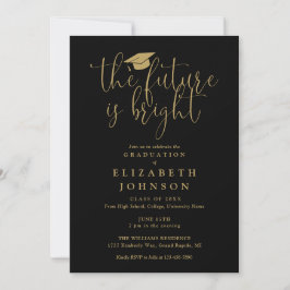 Helle Future Black and Gold Graduation Party Einladung