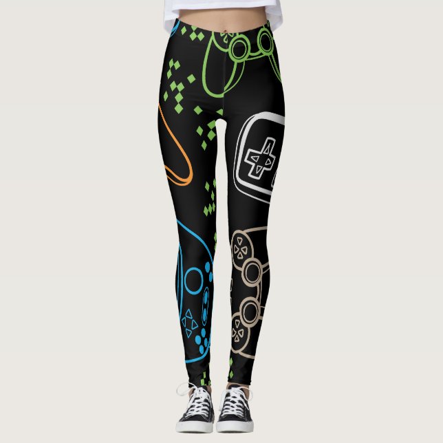 Helle Gaming-Joysticks: cooles Muster. Leggings (Vorderseite)