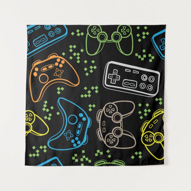 Helle Gaming-Joysticks: cooles Muster. Wandteppich (Vorderseite)