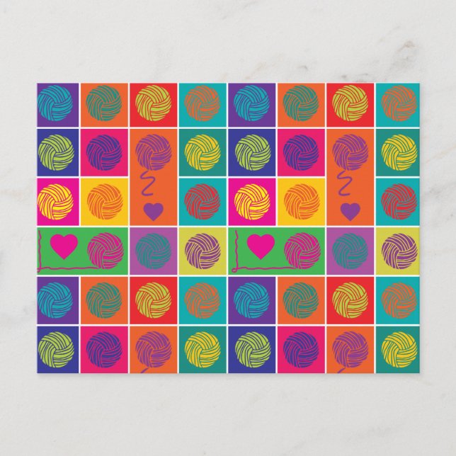 Helle Garne, Garne, Garnblock Gemustert Postkarte (Vorderseite)