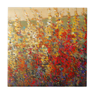 Helle Gartenmauer Frühlingsfest Wildblumen Fliese