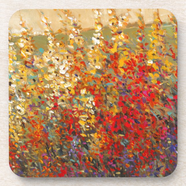 Helle Gartenmauer Frühlingsfest Wildblumen Getränkeuntersetzer (Vorderseite)