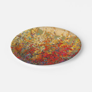 Helle Gartenmauer Frühlingsfest Wildblumen Pappteller