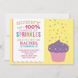 Helle Geburtstagskarte mit Streuseln für Cupcakes Einladung