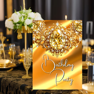 Helle Geburtstagsparty Silber Yellow Juwel Gold Einladung