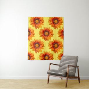 Helle gelb-orange Farbverlauf-Blumen-Ausschnitt Wandteppich