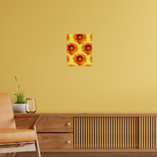Helle gelb-orangefarbene Verlaufs-Blumen-Ausschnit Poster