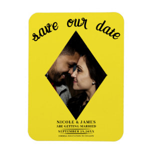 Helle gelbe Diamant-Foto-Hochzeit Termin vormerken Magnet