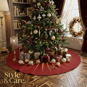 Helle gelbe leuchtende Sternmarkierung Weihnachten Polyester Weihnachtsbaumdecke