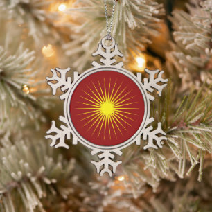 Helle gelbe leuchtende Sternmarkierung Weihnachten Schneeflocken Zinn-Ornament