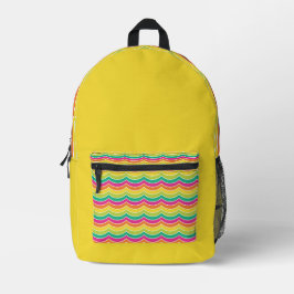 HELLE GELBE ORANGE PINK BLAU GRÜNE STREIFEN BEDRUCKTER RUCKSACK