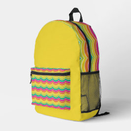 HELLE GELBE ORANGE PINK BLAU GRÜNE STREIFEN BEDRUCKTER RUCKSACK