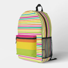 HELLE GELBE ORANGE PINK BLAU GRÜNE STREIFEN BEDRUCKTER RUCKSACK