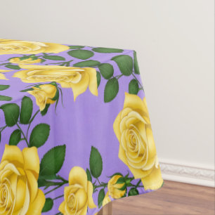 Helle gelbe Rosen mit grünen Blättern Tischdecke