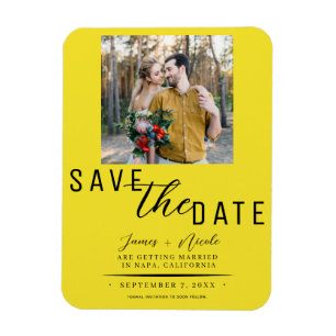 Helle Gelbe Save-the-Date-Foto-Hochzeit Magnet