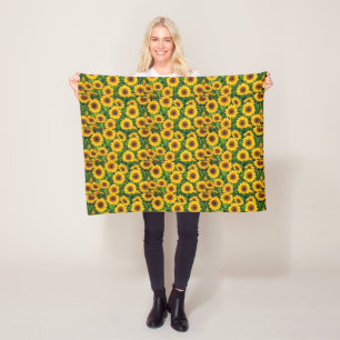 Helle gelbe Sonnenblumen-Kunstdecke Fleecedecke