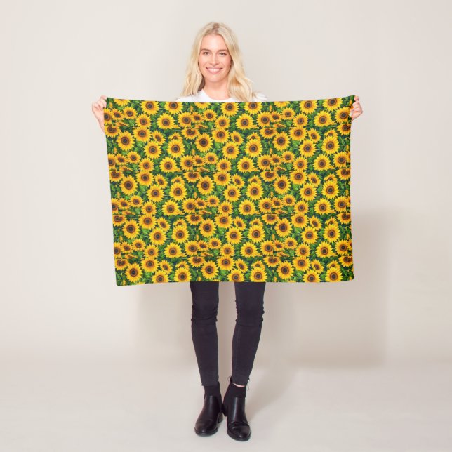 Helle gelbe Sonnenblumen-Kunstdecke Fleecedecke (Beispiel)