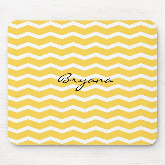 Helle gelbe und weiße Chevron-Muster-Mauspad Mousepad (Vorne)