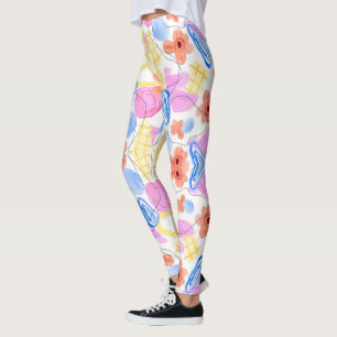 Helle gemusterte Leggings mit abstraktem Muster