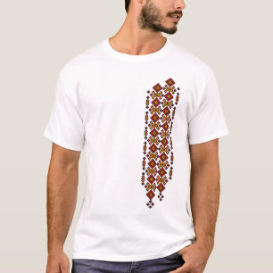 Helle geometrische Pseudo-Kreuzstichstickerei  T-Shirt