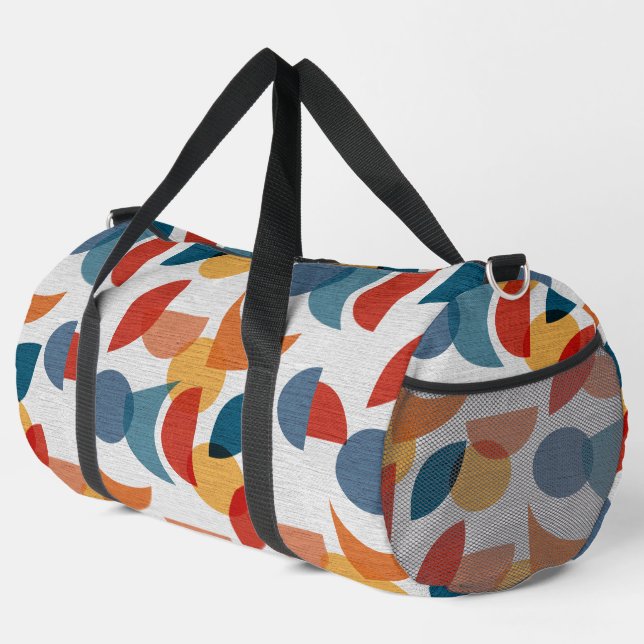 Helle geometrische Retro Abstraktes Mitteljahrhund Duffle Bag (Rechte Ecke)