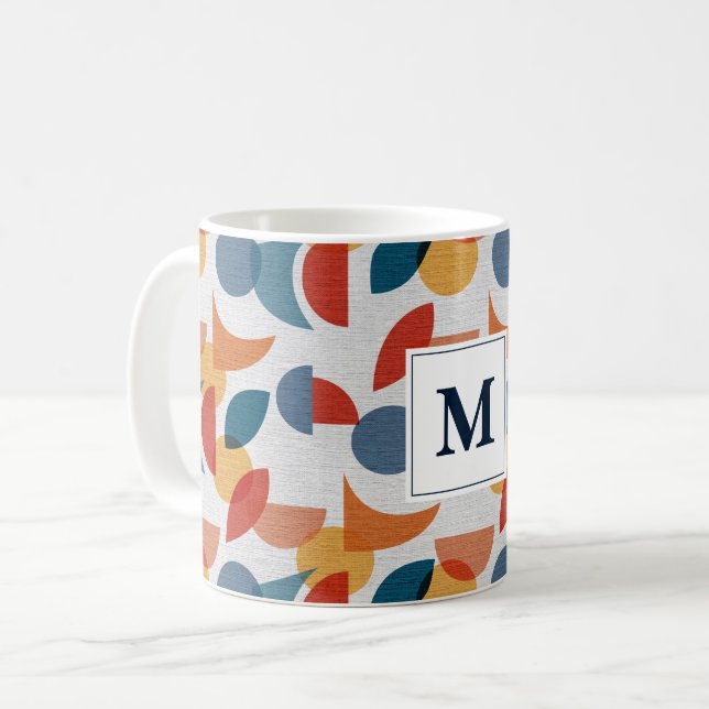 Helle geometrische Retro Abstraktes Mitteljahrhund Kaffeetasse (Vorderseite Links)