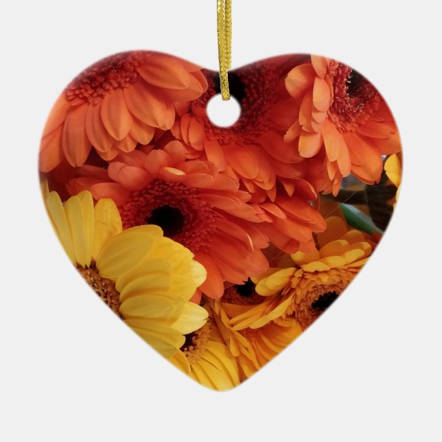Helle Gerbera-Blume, Orangengelb, Flora Keramikornament (Vorne)