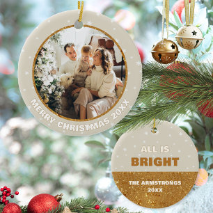 Helle Glitzer-Foto Frohe Weihnachten Modern Keramik Ornament